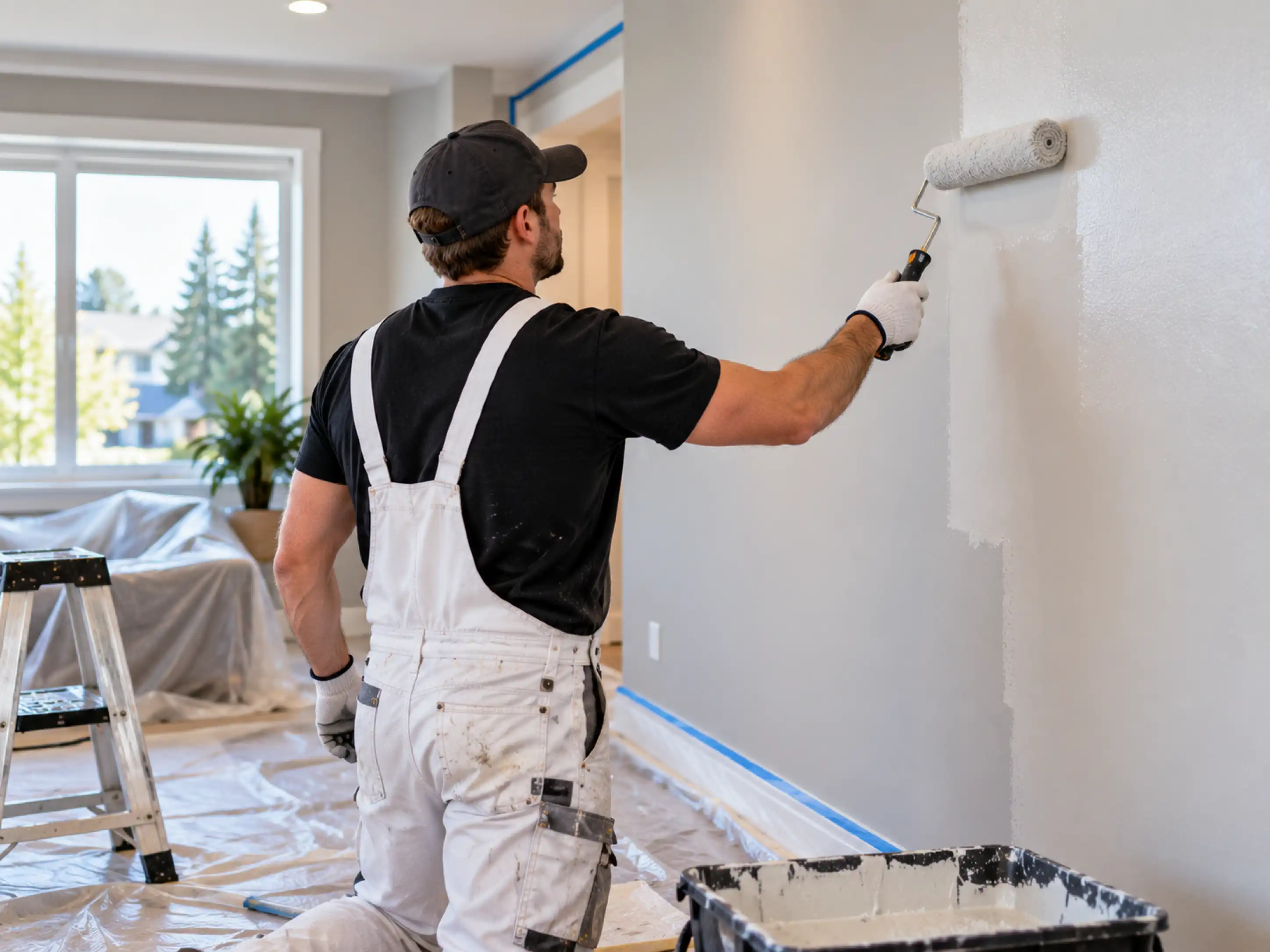 Painting an interior wall in a home